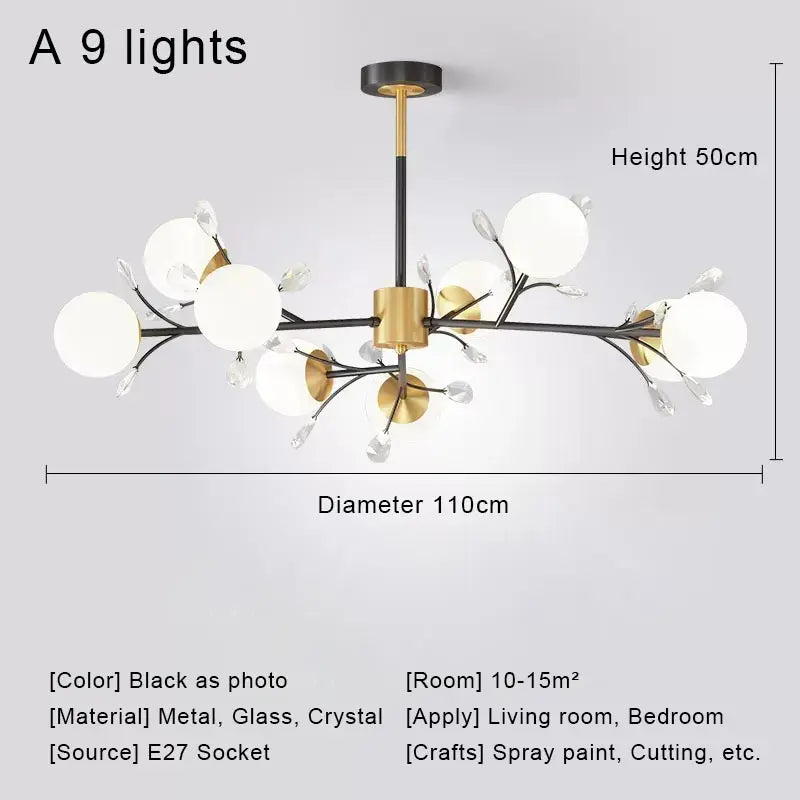 lustre en cristal nordique à led pour décoration intérieure moderne