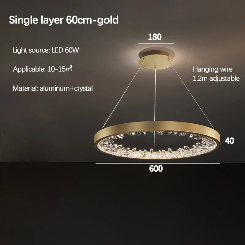 lustre en cristal design luxe avec éclairage led