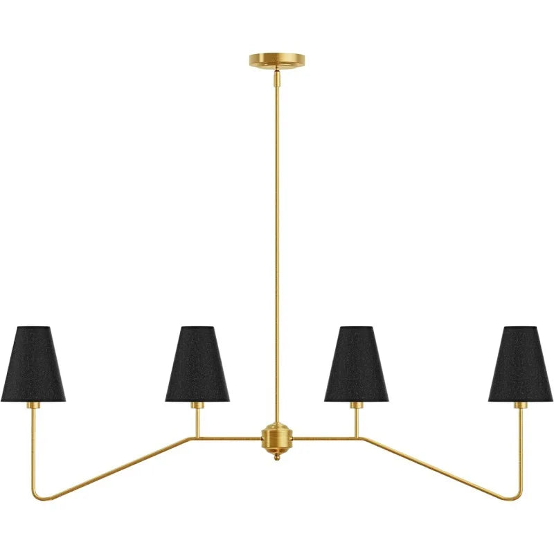 Lustres classiques or poli/noir avec abat-jour en lin blanc lustre moderne de chambre à coucher