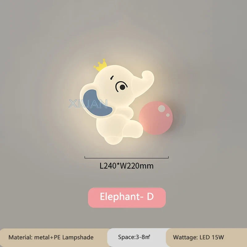 applique murale créative en forme d'éléphant pour éclairage intérieur