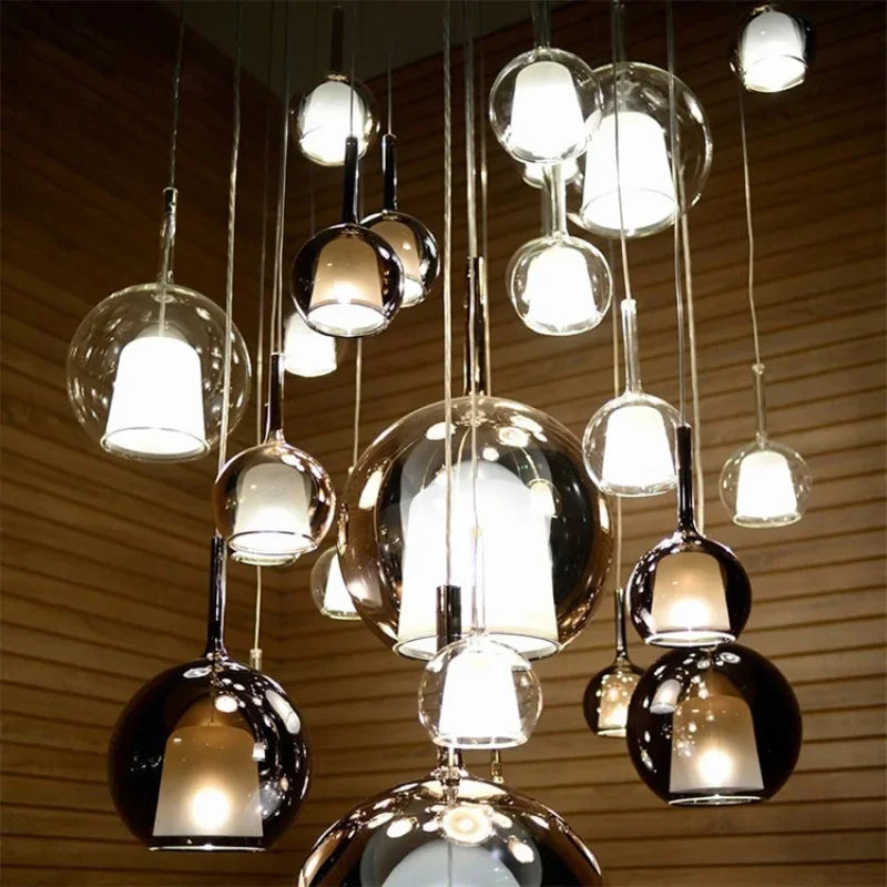 suspension à led en verre pour décoration intérieure