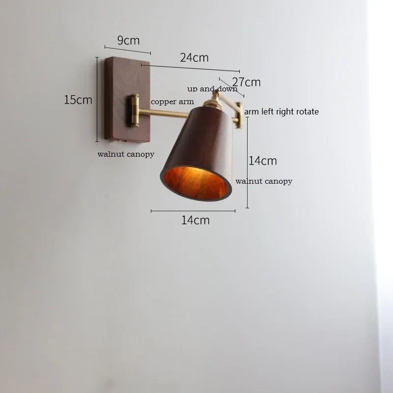Applique murale LED en bois de frêne et de noyer