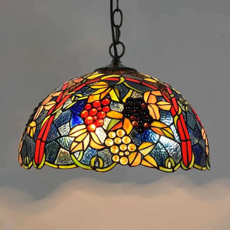 Lustre en verre coloré Tiffany rétro européen