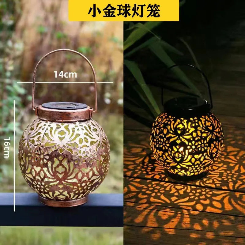 lanterne solaire à led en fer forgé pour jardin décoratif