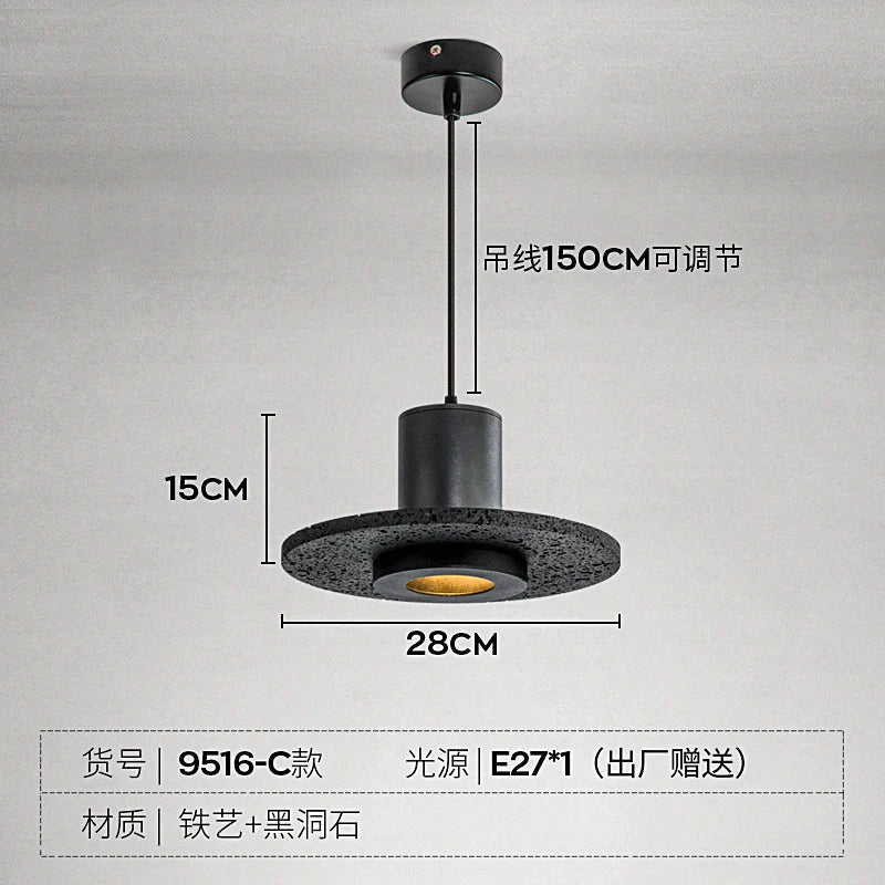 lampe suspendue moderne en pierre à trou noir idéale pour bar ou studio