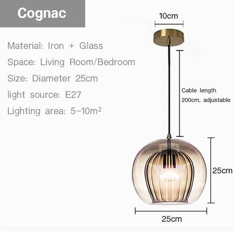 suspension en verre nordique moderne pour décoration intérieure