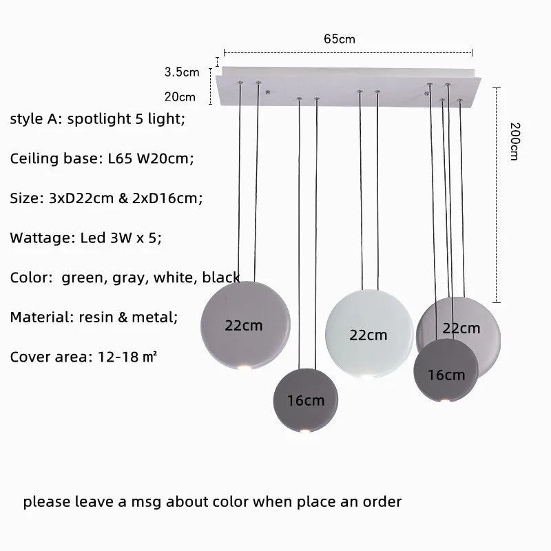 Barre nordique suspension LED lumière moderne canapé goutte lumière ronde résine Lustre lampe suspendue salle à manger suspension LED luminaires