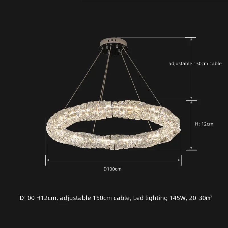 lustre cristal moderne avec télécommande dimmable pour restaurant
