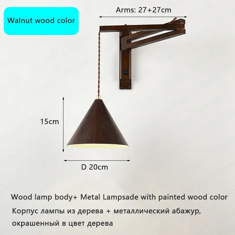 applique murale pliable vintage japonaise avec interrupteur led