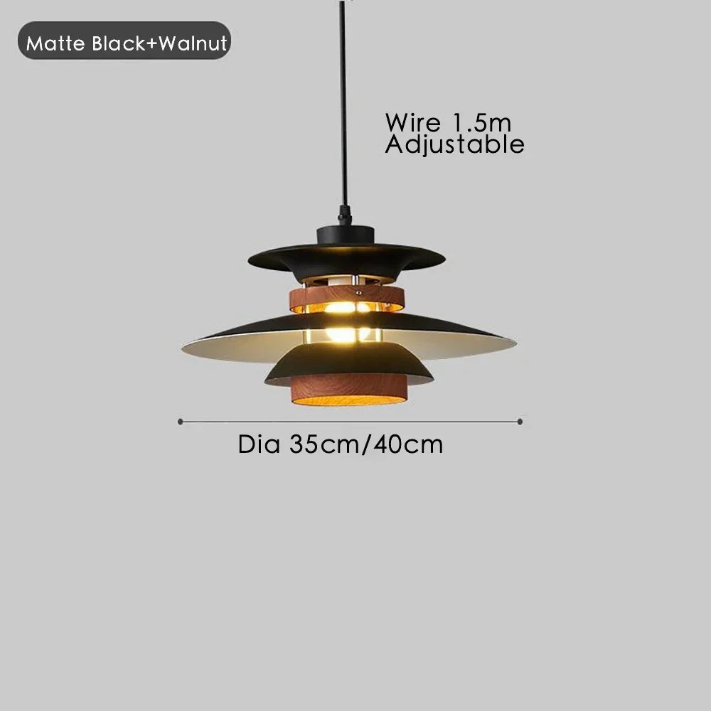 lustre design danois led rétro noyer lampe suspendue