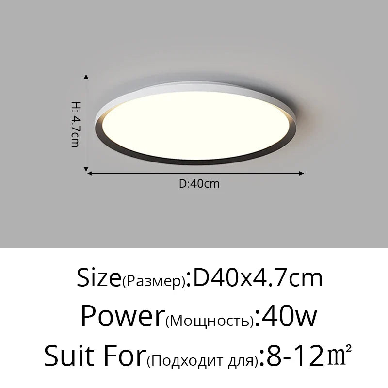 plafonnier led rond ultra-mince moderne sans protection stroboscopique