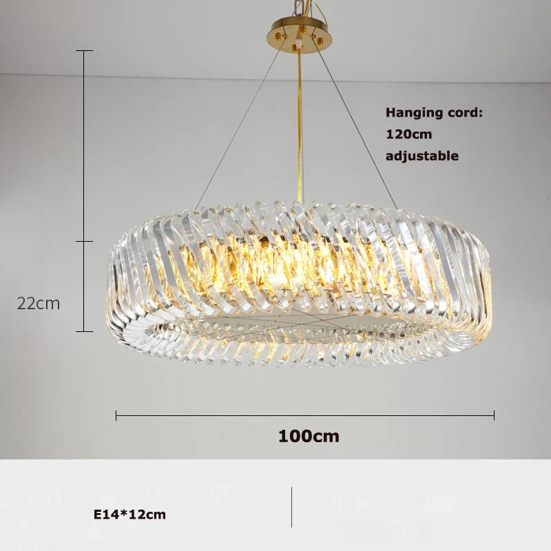 lustre moderne rond à intensité variable led cristal
