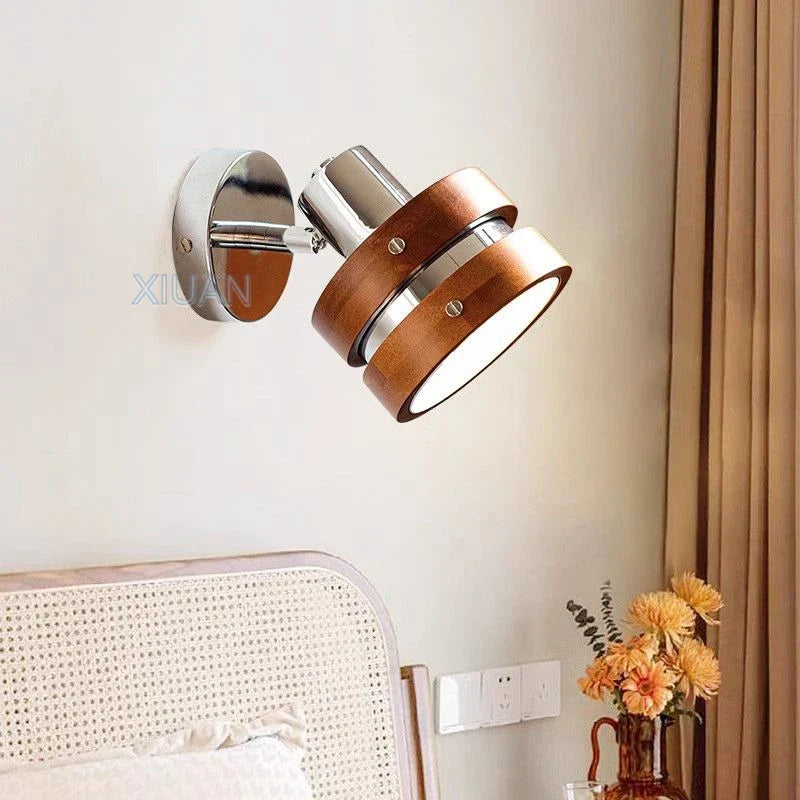 applique murale led bauhaus bois rétro pour lecture