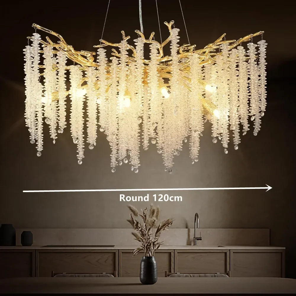 lustre à pampilles en cristal pour éclairage intérieur à LED