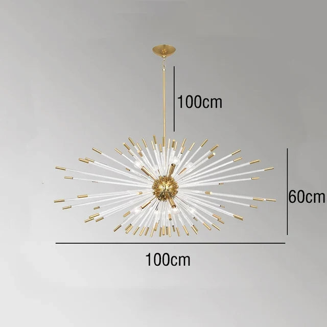 lustre de luxe design cristal pissenlit led pour décoration intérieure