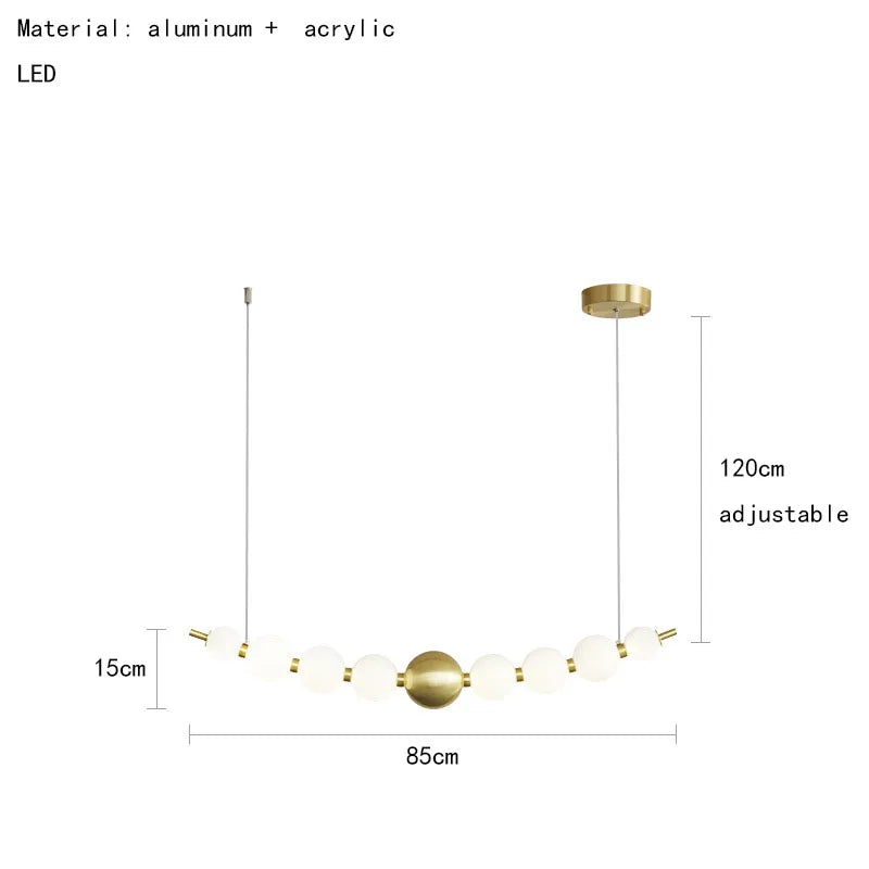 suspension led ronde en laiton cuivre et aluminium décorative