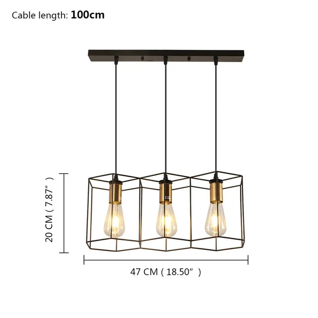 Loft Industrial Style Hexagonal Iron Art Dining Room Chandelier Retro Living Room Bedroom Lamp Bar Edison Creative Lamps