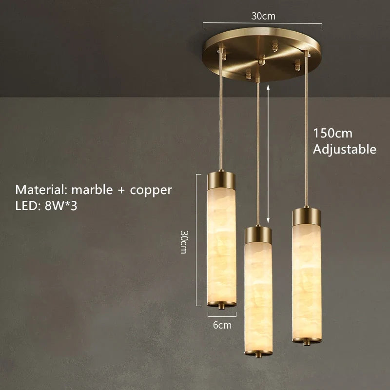 suspension LED en marbre et laiton avec cordon réglable