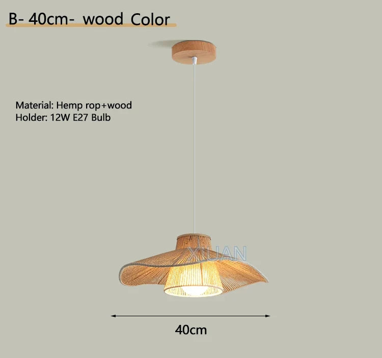 lustre suspendu wabi-sabi en corde de chanvre