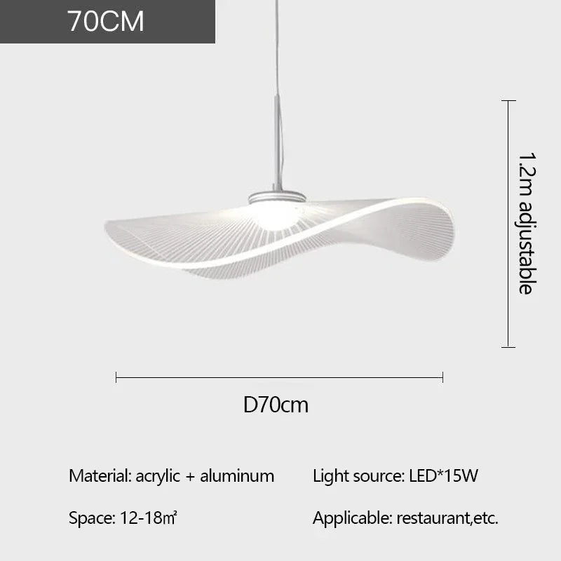 Nordic Acrylic Ceiling Chandeliers Straw Hat Hanging Light Suspension Pendant Lamps for Bedroom Living Dining Room