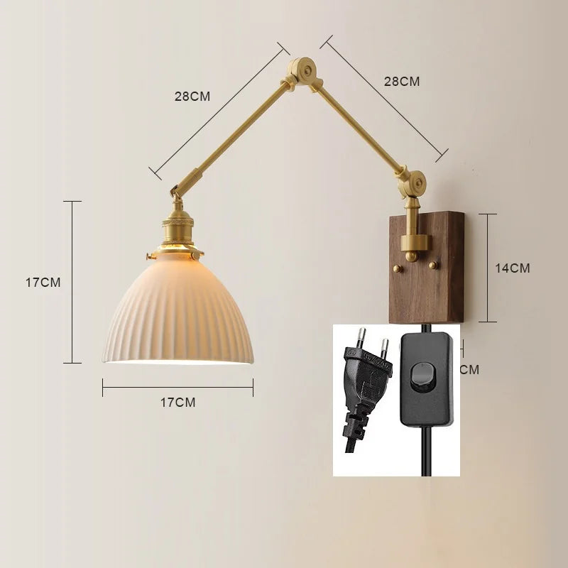 iwhd Applique murale led pivotante en cuivre avec interrupteur à chaîne