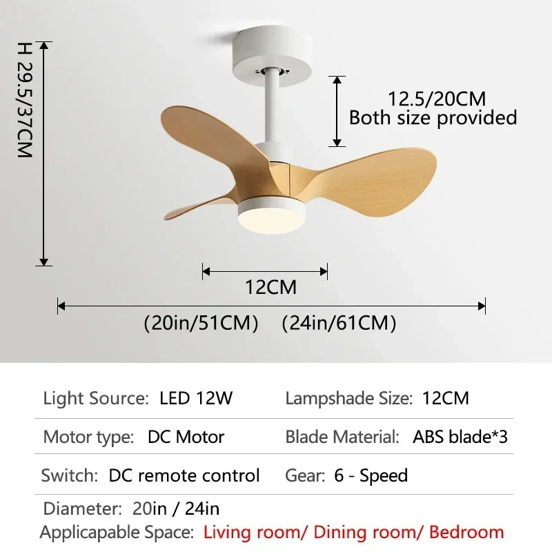 24Inch Mini Ceiling Fan Modern Simplicity Coffee Shop Creative Kid Fan Lights Aisle Balcony Children's Room Fan Lights 110V 220V