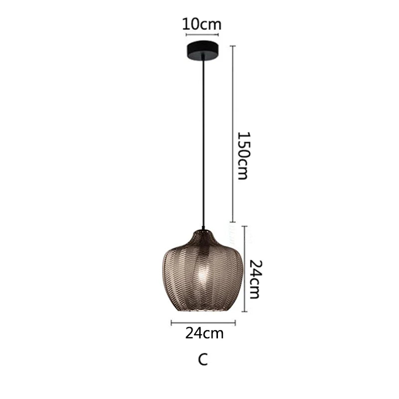 Suspension nordiques en verre ambre lampe suspendue Luminaires de cuisine E27 Restaurant chambre chevet décor lampe Luminaires
