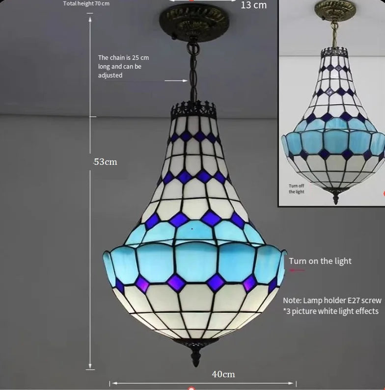 lustre méditerranéen vintage en vitrail tiffany