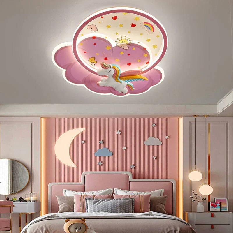 plafonnier licorne led pour fille avec télécommande optionnelle