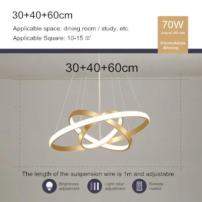 lustre moderne style nordique avec télécommande et anneau lumineux