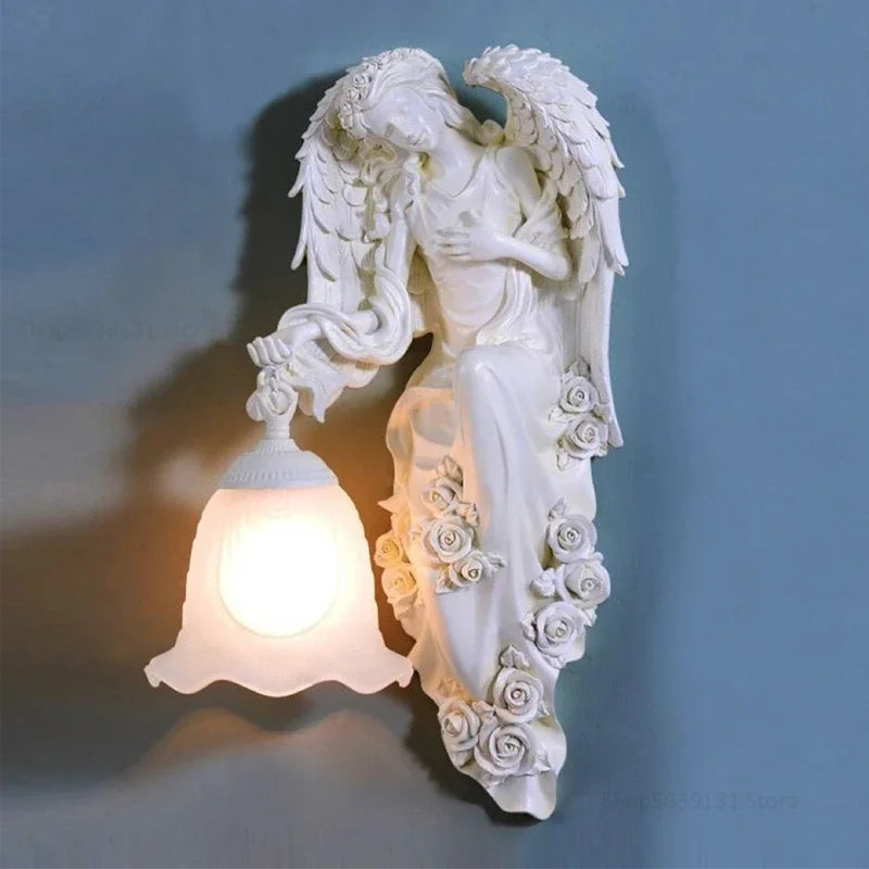 applique murale led moderne nordique ange sirène décorative en résine