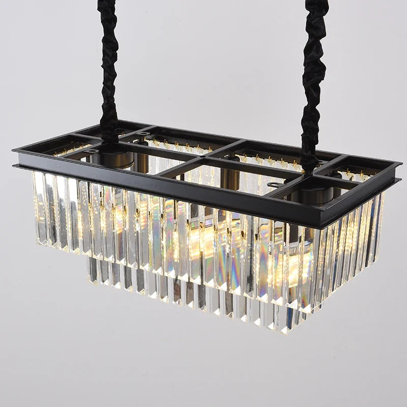lustre suspendu en cristal luxe avec lampes rondes en fer doré