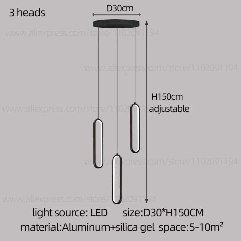 lustre ovale led minimaliste pour duplex hôtel penthouse