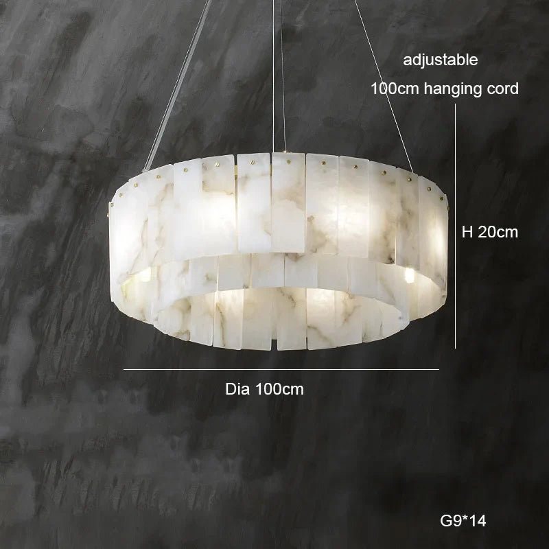lustre suspension élégant en marbre naturel led postmoderne pour villa