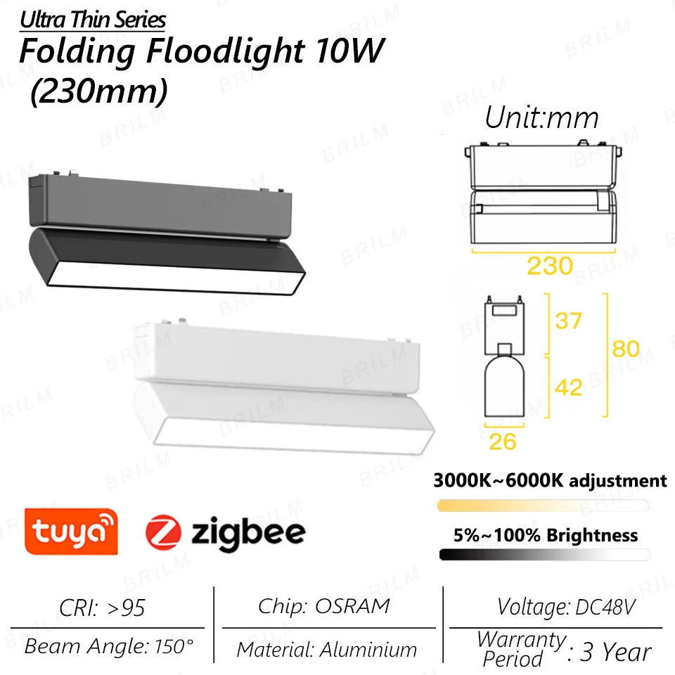 spot lumineux intelligent magnétique tuya zigbee à intensité variable