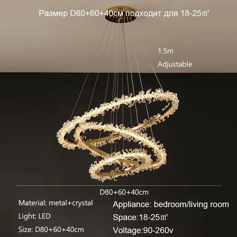 lustre nordique de luxe en cristal pour décoration moderne