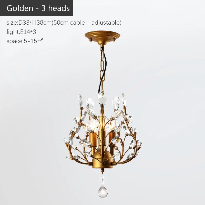 Vintage bougie suspension nordique LED lustre en cristal pour salon chambre cuisine Villa hôtel Hall luminaire