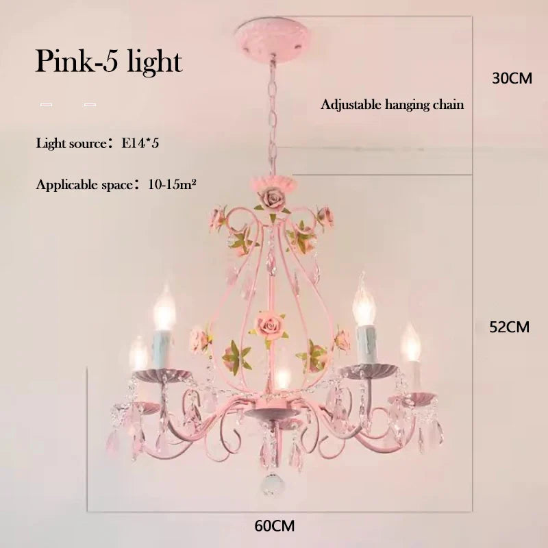 lustre en cristal bouquet floral style pastoral pour chambre d'enfant