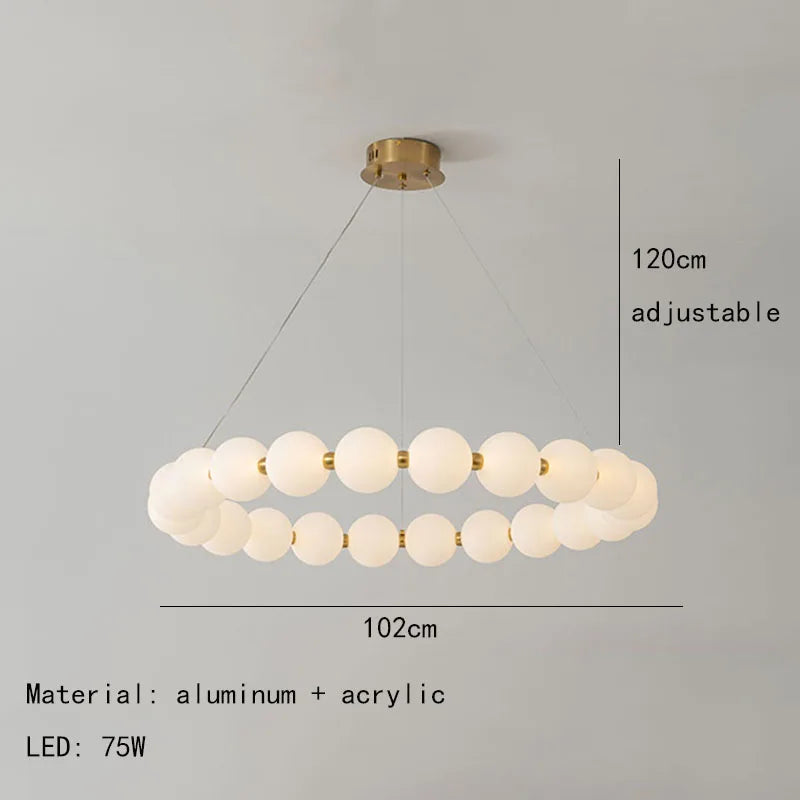 Anneau rond nordique LED lustre de plafond acrylique or pour salle à manger salon Table centrale chambre suspension éclairage décor luminaire
