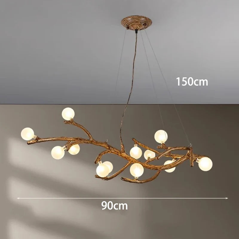 Lustre LED style branche de bois design moderne