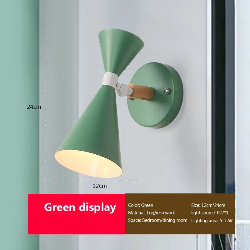 Applique murale de chevet LED nordique en bois