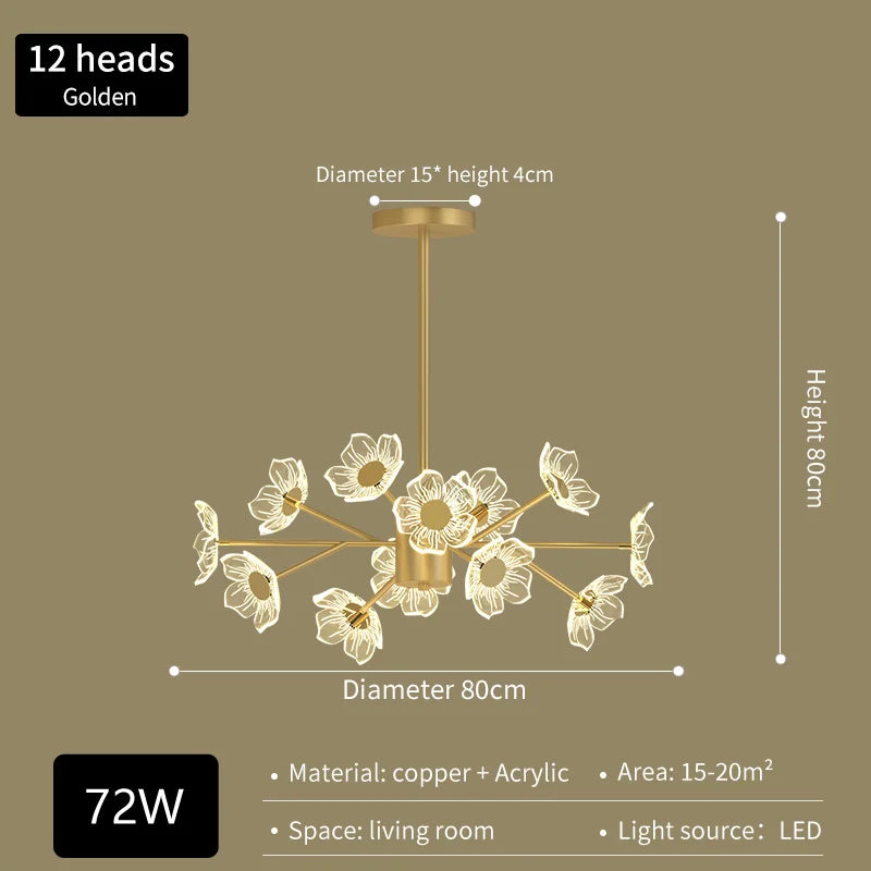 lustre moderne en fleurs pour décoration intérieure élégante