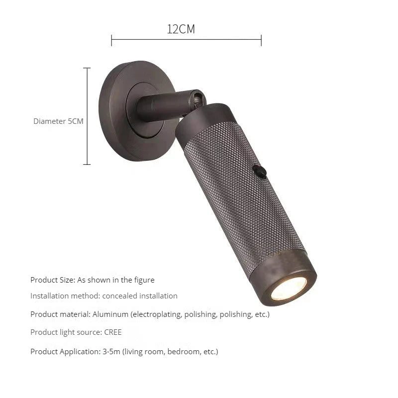 applique murale led nordique rotative avec interrupteur pour hôtel