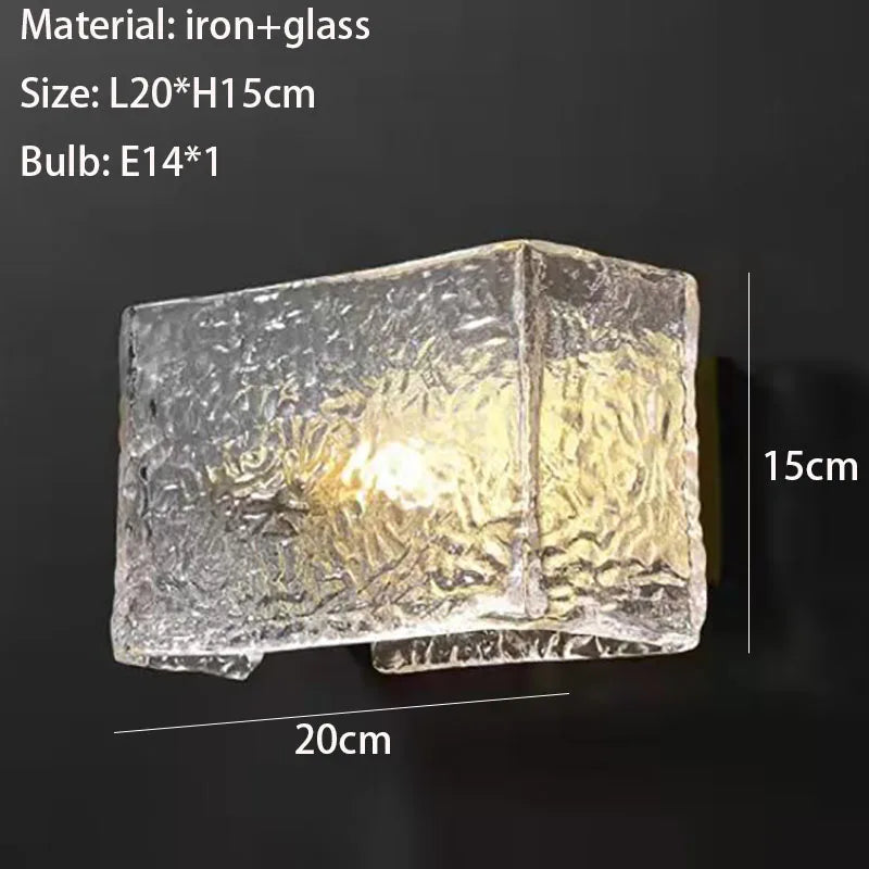 applique murale carrée en verre à motif d'eau pour décoration intérieure moderne