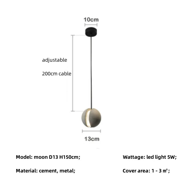lustre moderne nordique led créatif design lune planète