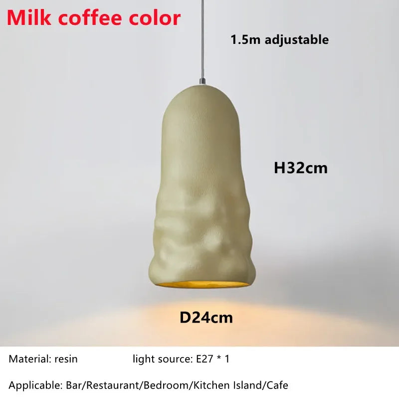 Nordic Wabi Sabi Dining Room Pendant Lights French Creamy Wind Loft Bedroom Cafe Chandelier Lamp Bar Table LED Home Decor Lamps