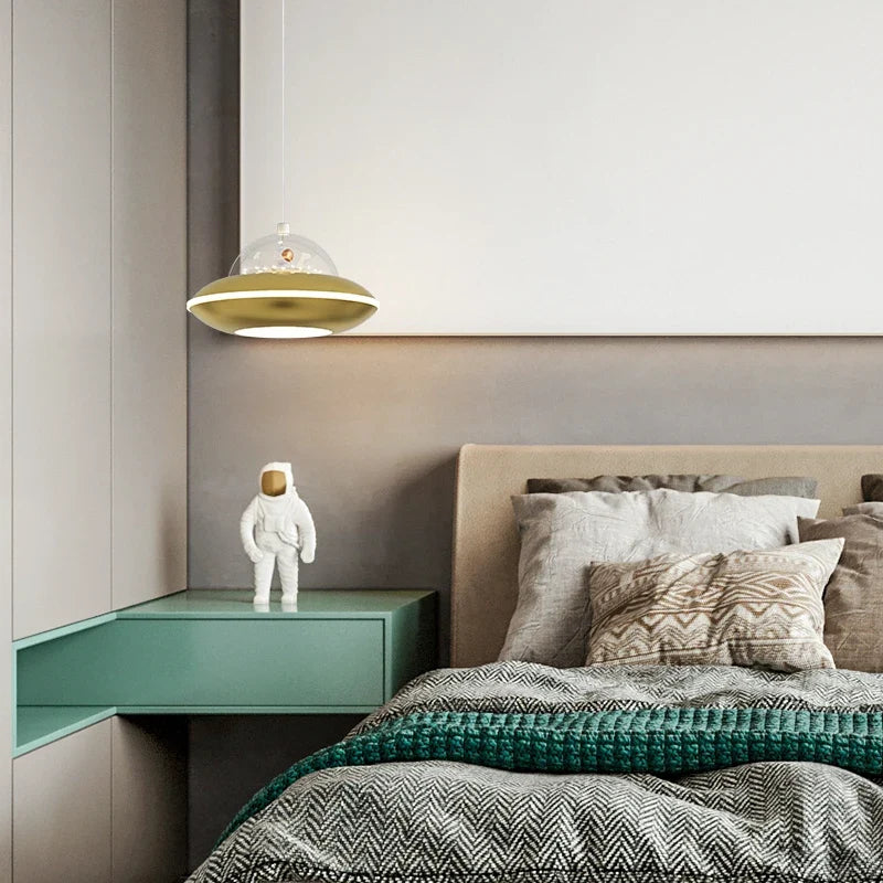 lustre nordique moderne dessin animé ovni pour garçon