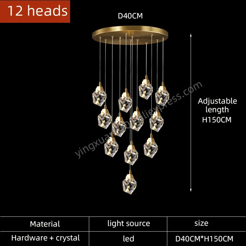 lustre en cristal suspendu pour un éclairage élégant et moderne