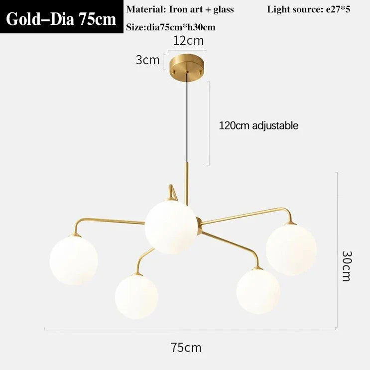 lustre moderne en verre design lampe à led de luxe pour décoration intérieure