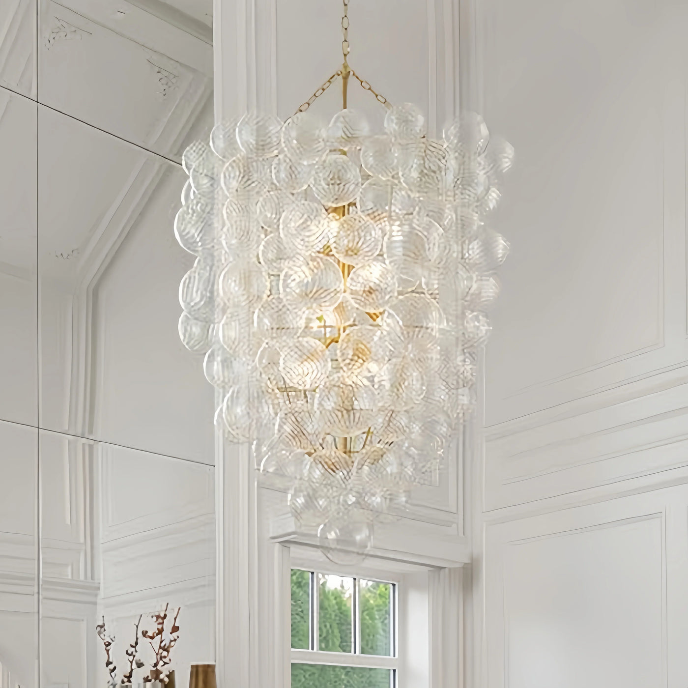 lustre suspendu à bulles de verre design moderne pour intérieur élégant